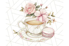 Pastel Tea Clip Art PNG with Sweets and Floral Accents Png Product Image 5