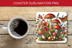 square coaster - floral mushroom Product Image 1