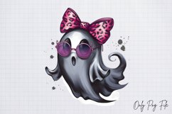 Watercolor Pink Halloween Ghost Clipart PNG Product Image 1