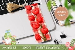 Printable Bookmark, Red Tulips Bookmark PNG, Flowers PNG Product Image 1