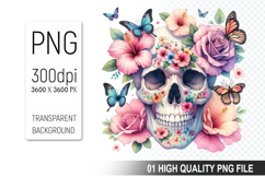 Cute Floral skull PNG, Valentine&#039;s Day Animal PNG Product Image 1