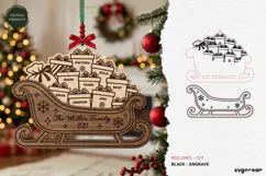 Santa Sleigh Ornament Laser Cut | Glowforge | SVG Product Image 2