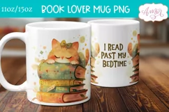 Book lover mug wrap sublimation PNG, I read past my bedtime Product Image 2