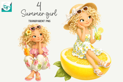 Whimsical Summer Fruit Girls Clipart, Summer Girls Clipart Product Image 1