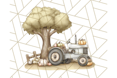 Fall Tractor Clipart PNG, Vintage Tractors With Pumpkins Product Image 5