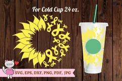 Sunflower Half Bone Cancer SVG, for tumbler Cold Cup 24 Oz Product Image 2