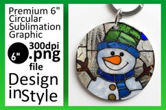 Winter Snowman 3D Round Design Sublimation Keychan PNG Product Image 1