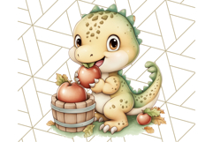Fall Dinosaur PNG Clipart with Autumn Elements, Cute Dino Product Image 5