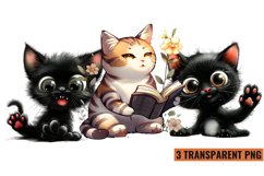 Watercolor Cute Funny Cat Clipart Sublimation, PNG Product Image 1