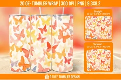 3D Cute Butterfly Tumbler Wrap Designs, Sublimation Wrap Product Image 1