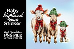 Baby Highland Cows PNG Christmas Stickers Product Image 21