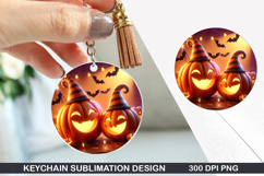 Pumpkin Keychain Sublimation - Halloween Keychain PNG Product Image 1
