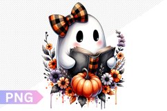 Halloween Ghost And Books Sublimation - Clipart PNG Design Product Image 1