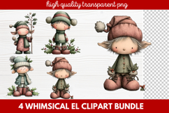 Whimsical Elf Clipart | Cute Christmas Elf PNG Illustration Product Image 1