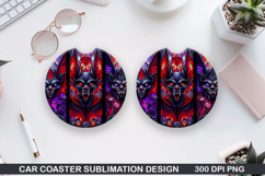 Ghost Car Coaster Sublimation| Halloween Coaster PNG Design Product Image 1