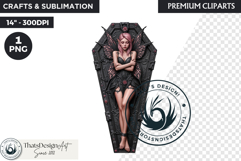 Pastel Goth Fairy Clipart, Black Pink PNG fantasy clipart Product Image 1