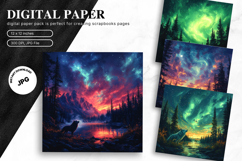 Wolf Wall Art Digital Paper Backgrounds Printable Scrapbook Product Image 1