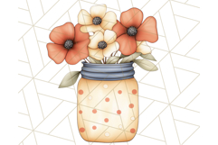 Flowers in Glass Jars PNG, Rustic Floral Watercolor Clipart Product Image 5