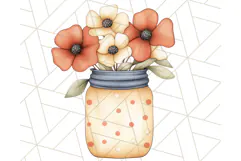 Flowers in Glass Jars PNG, Rustic Floral Watercolor Clipart Product Image 5