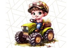 Kids Farm Clipart, Cute Farmer and Farm Animal PNG Product Image 2