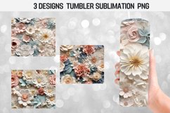 BUNDLE 3D Flowers Skinny Tumbler Wrap Sublimation Design PNG Product Image 2