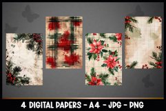 4 Vintage Christmas Floral Digital Papers I Junk Journal Product Image 2