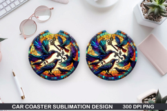 Crows Car Coaster Sublimation| Crows Coaster PNG Design Product Image 1