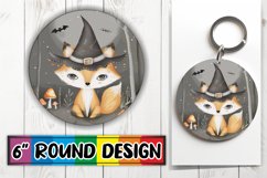 Fall Boho Animal Round Design Halloween PNG Keychain Product Image 1