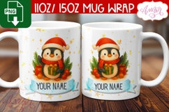 Custom Christmas mug wrap PNG, Cute penguin mug PNG Product Image 2