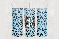 Mama Blue Leopard Glitter 20 oz sublimation design tumbler Product Image 1