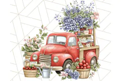 Floral Farm Truck Clipart, Cottagecore Country Truck Png Product Image 5