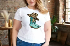 Cowboy boots for sublimation PNG Cowboy hat leopard pattern Product Image 3