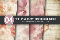 Soft Pink Peony Junk Digital Paper Product Image 1