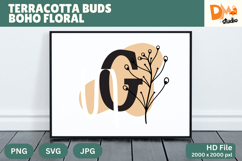 Terracotta Buds Boho Floral Monogram Product Image 1