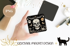 Celestial Moon Magnet Design, Gothic Skull Magnet PNG Product Image 1