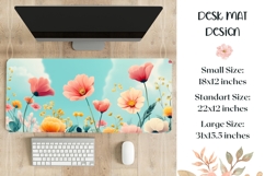 Colorful Flowers Mouse Pad Large, Floral Desk Mat Template Product Image 1