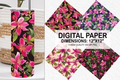 Fuchsia Flowers Pattern Digital Paper- Flowers Background Product Image 1