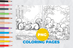 Squirrels in the forest Coloring Pages | Coloring book Product Image 1