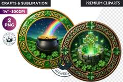 Saint Patrick Clipart Celtic Irish PNG round coaster Product Image 1