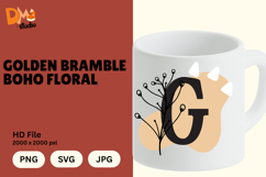 Golden Bramble Boho Floral Monogram Product Image 1