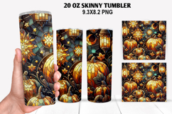 Pumpkins Skinny Tumbler 20oz Wrap Design, Halloween Tumbler Product Image 1