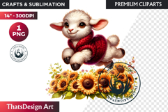 Cute Autumn Animals &amp; Sunflowers - Thanksgiving Clipart Product Image 1