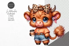 Highland cow clipart, Farm animals, Cow clipart Product Image 1