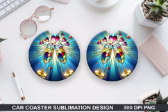 Love Heart Car Coaster Sublimation| Valentine Coaster PNG Product Image 1