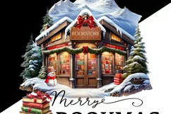 Merry Bookmas Christmas Village Bookstore, Instant Download Product Image 3