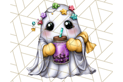 Ghost Café PNG Clipart, Cute Ghost Baristas Halloween Treats Product Image 5