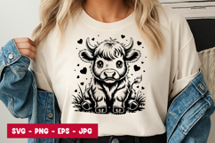 Cute Baby Cow Cartoon Animal Art SVG PNG Product Image 1