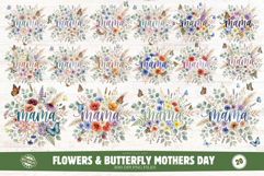 Flowers &amp; Butterfly Mothers Day Clipart 20 PNG Product Image 1