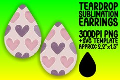 Sophisticated Teardrop Earrings Sublimation Template , Heart Product Image 1