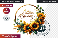 Sunflower Autumn Wreath - Rustic Farmhouse Harvest PNG Product Image 1